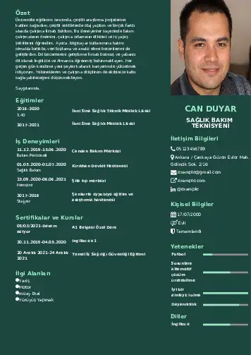 Hasta Bakıcı Cv Örnekleri cv indir